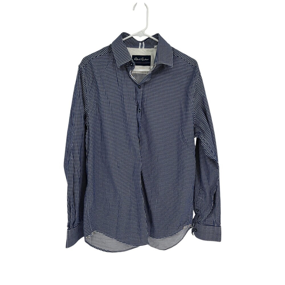 Robert Graham Shirt Men's Size XL Modern Americana Navy Gingham Check Button Up